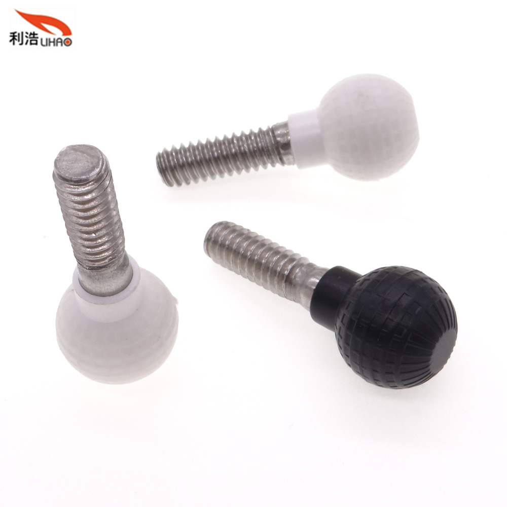 1/4-20*40 Stainless Steel White Plastic Sphere Head Thumb Screw