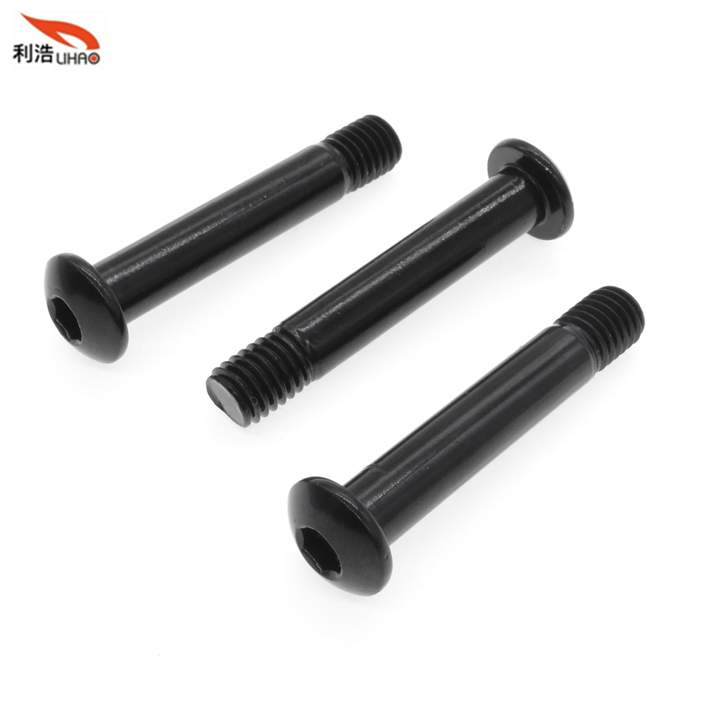 M8*47 Electrophoresis Black Carbon Steel Hexagon Socket Tumbler Head Half Thread Step Screw