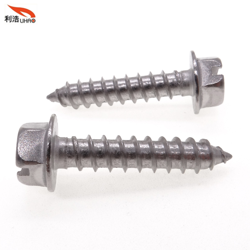 St10/16*31 Stainless Steel Slotted Indented Hexagon Washer/Flange Head Antiskid Self-Tapping/Wood Screw