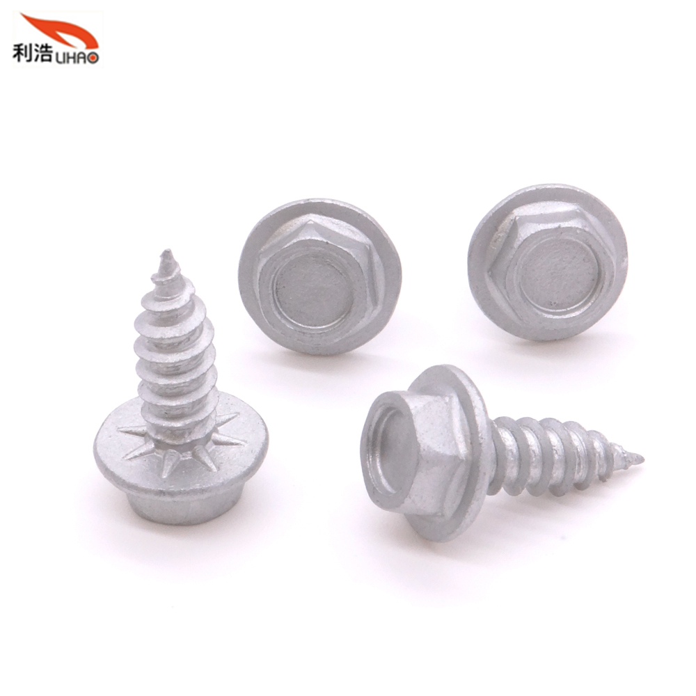 ST4.2*13 Dacromet Carbon Steel Round Indented Hexagon Washer/Flange Head Antiskid Self-Tapping Screw