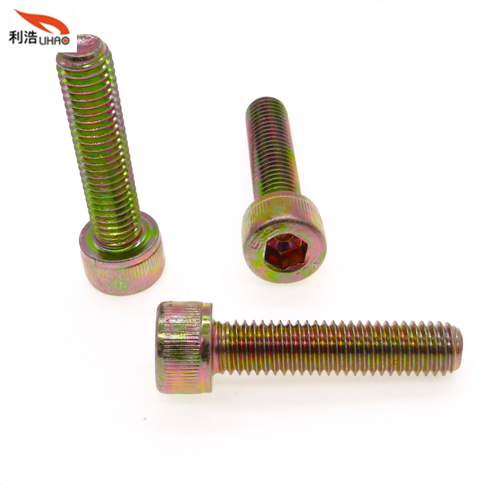 M8*35 Colored Zinc-Plated Carbon Steel Hexagon Socket Fillister/Cup Head with Straight Thread/Tooth Screw