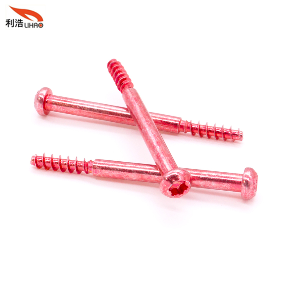 M4*46 Red Zinc-Plated Carbon Steel Torx Pan/Round Head Half Thread/Tooth Screw