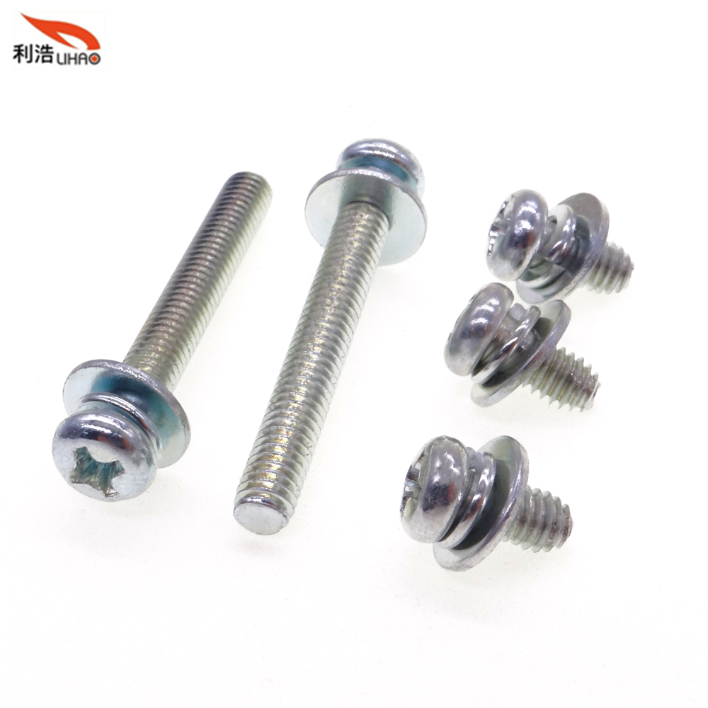 M4*30 White-Plated Carbon Steel Phillips/Crosss Pan/Round Head Sem/Combination Screw