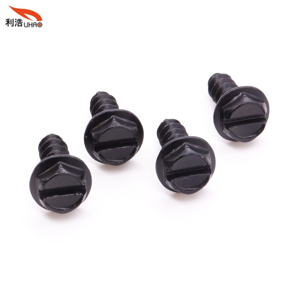 ST5*16 Electrophoresis Black Slotted Indented Hexagon Washer/Flange Head Tapping Screw (Customizable screw)