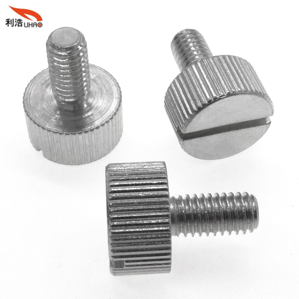 M6*20 White Zinc-Plated Carbon Steel Slotted Flat/Fillister Head with Straight Thread/Tooth Thumb Screw