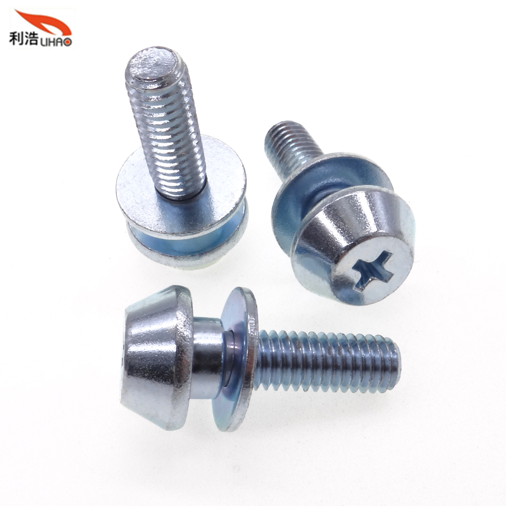 M6*21 Blue Zinc-Plated Carbon Steel Phillips/Crosss Truss Step Sem/Combination Screw Customizable Screw