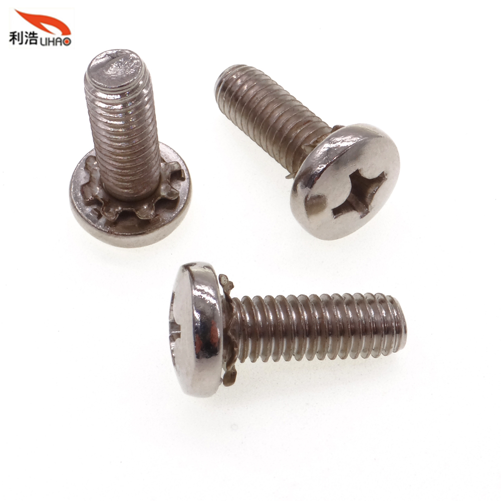 M6*17 Nickel-Plated Carbon Steel Phillips/Crosss Pan/Round Head Toothed Washer Sem/Combination Screw