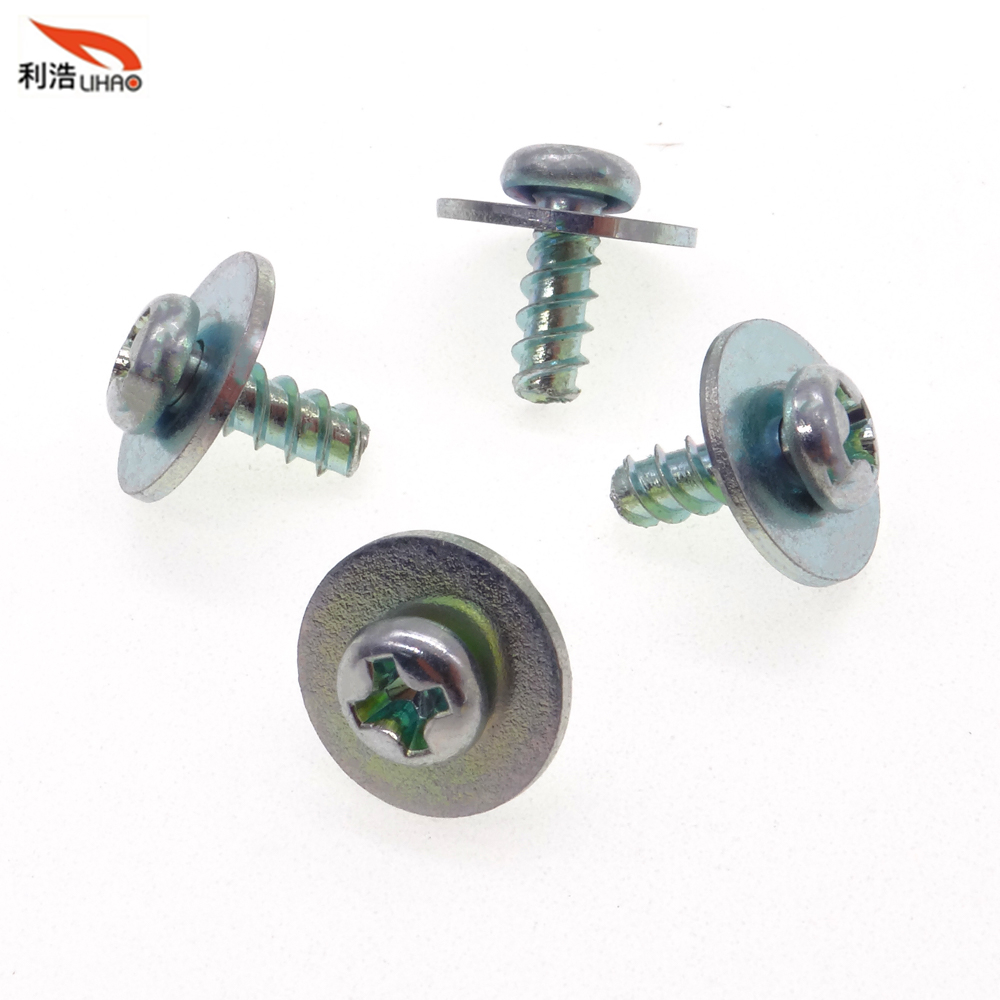 M3*6 Trivalent Clear Zinc-Plated Carbon Steel Phillips/Crosss Head Flat Washer Customizable Screw Sem/Combination Screw