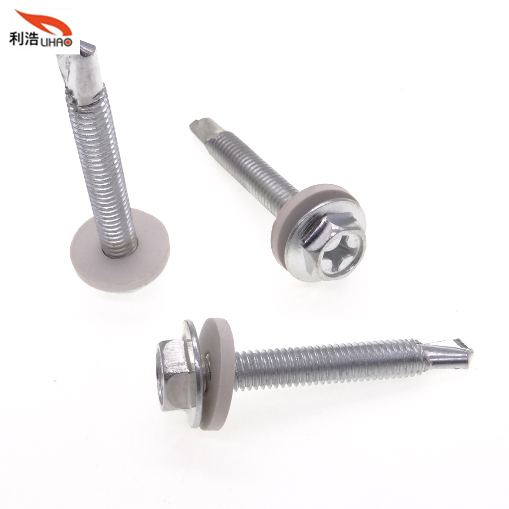 M6*43 White Zinc-Plated Carbon Steel Phillips/Crosss Indented Hexagon Washer/Flange Head Self Drilling Sem/Combination Screw