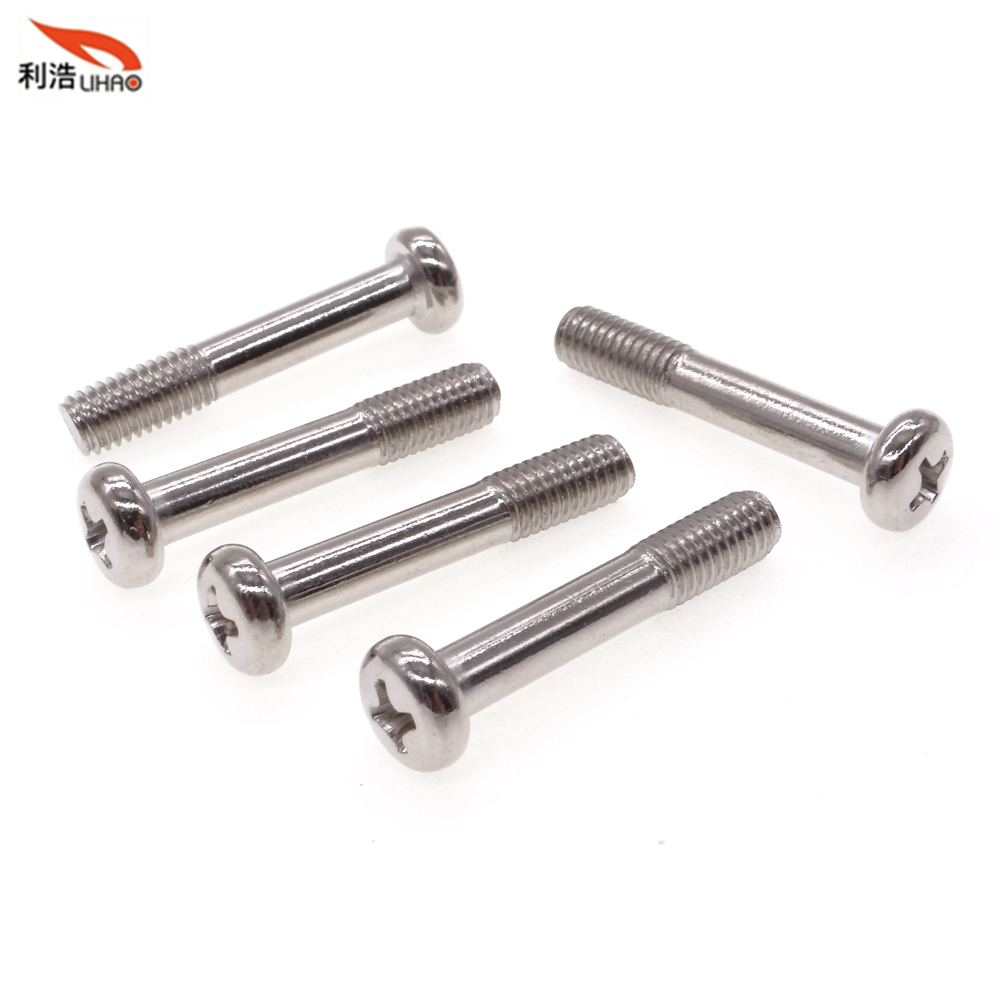 M5*28 White Nickel-Plated Carbon Steel Phillips/Crosss Pan / Round Head Half Thread/Tooth Anti Loosen Screw