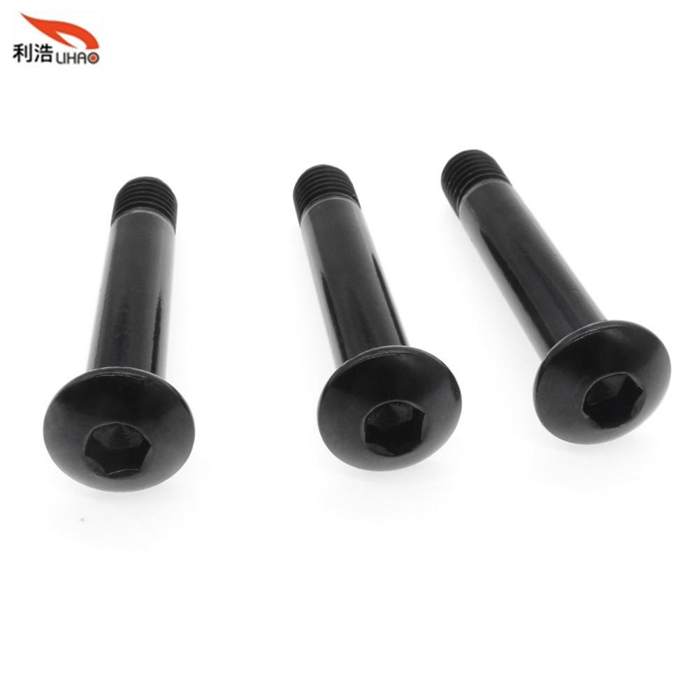 M8*47 Electrophoresis Black Carbon Steel Hexagon Socket Tumbler Head Half Thread Step Screw