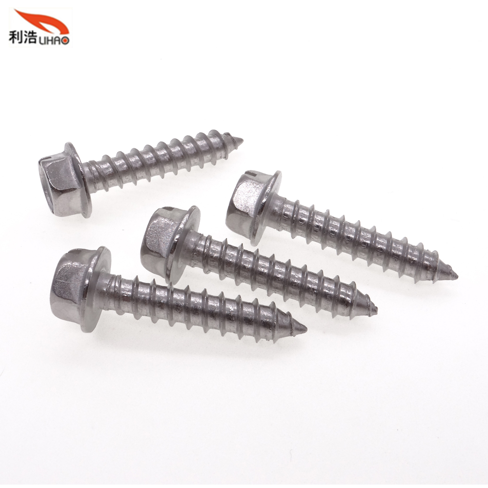 St10/16*31 Stainless Steel Slotted Indented Hexagon Washer/Flange Head Antiskid Self-Tapping/Wood Screw