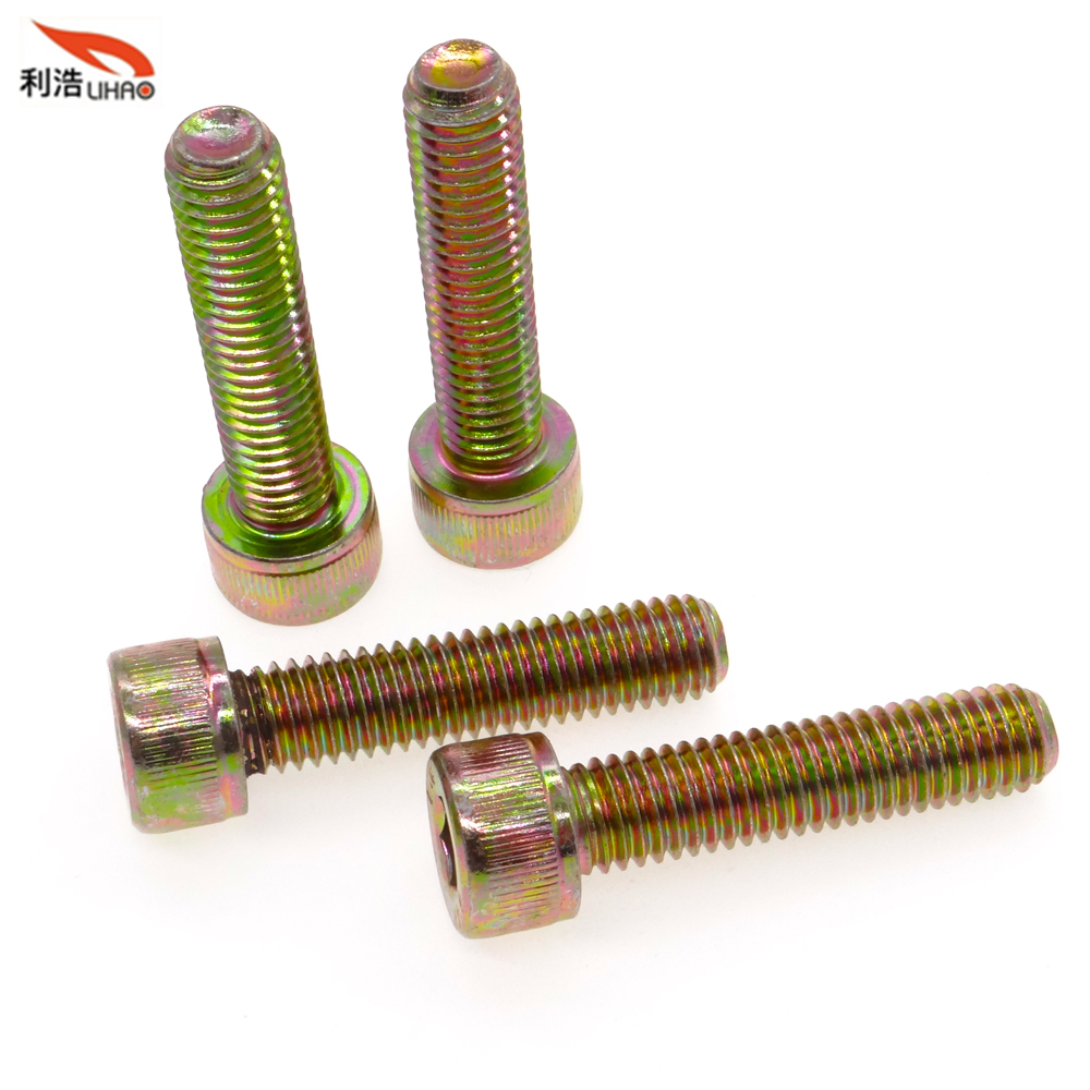 M8*35 Colored Zinc-Plated Carbon Steel Hexagon Socket Fillister/Cup Head with Straight Thread/Tooth Screw