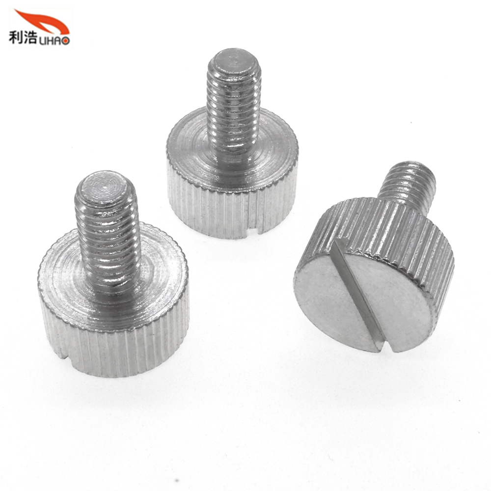 M6*20 White Zinc-Plated Carbon Steel Slotted Flat/Fillister Head with Straight Thread/Tooth Thumb Screw