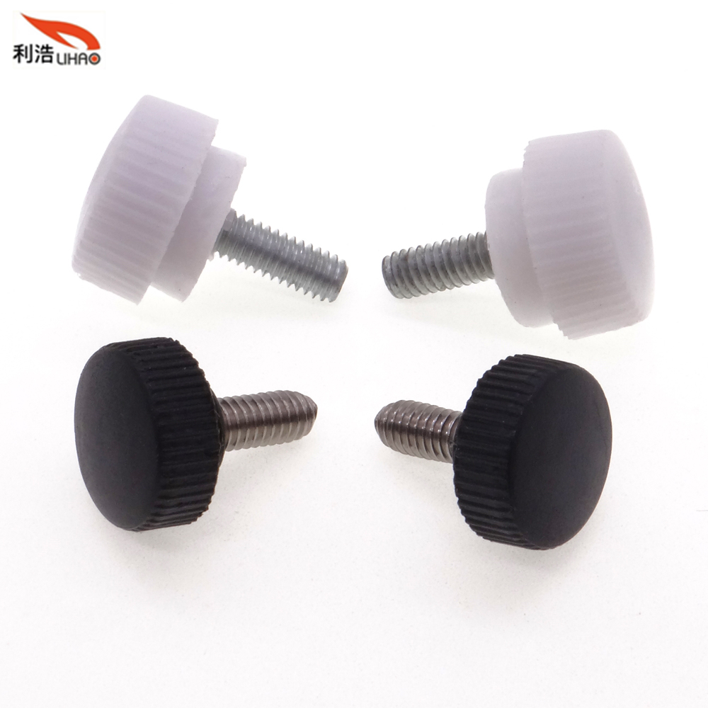 M4*20 Carbon Steel White Plastic Flat Head Thumb Screw