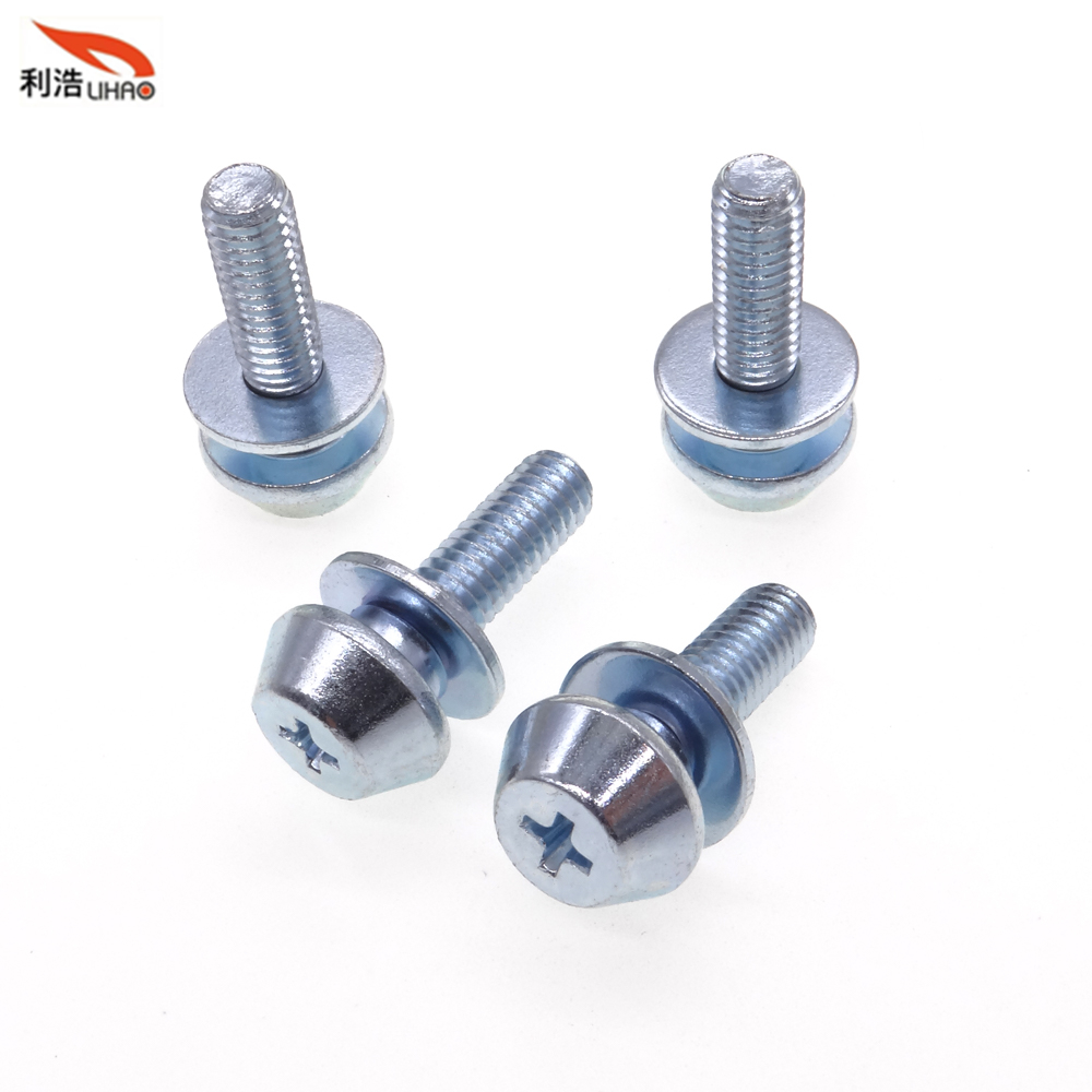 M6*21 Blue Zinc-Plated Carbon Steel Phillips/Crosss Truss Step Sem/Combination Screw Customizable Screw