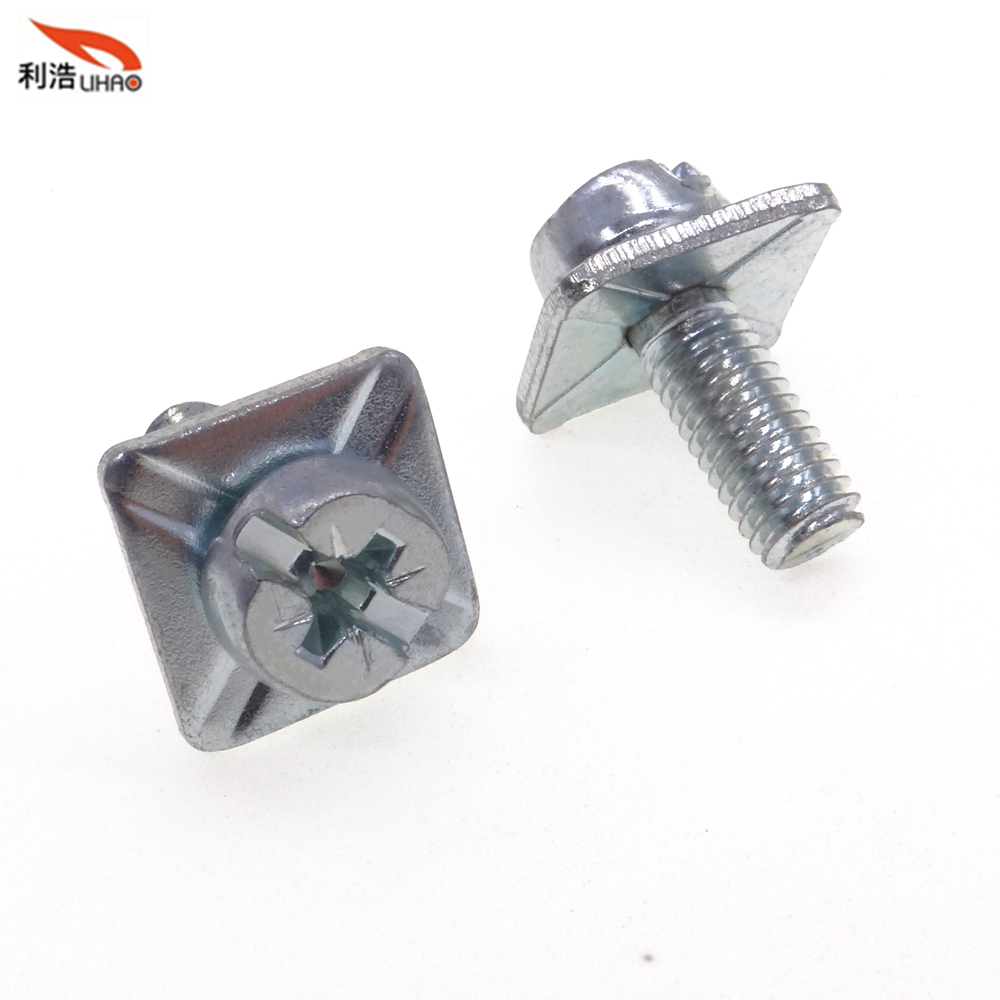 M5*12 Blue Zinc-Plated Carbon Steel Posi Pan Head with Square Gasket Sem/Combination Screw Customizable Screw