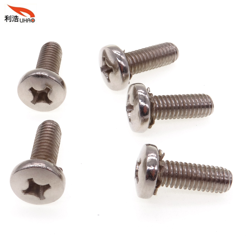 M6*17 Nickel-Plated Carbon Steel Phillips/Crosss Pan/Round Head Toothed Washer Sem/Combination Screw