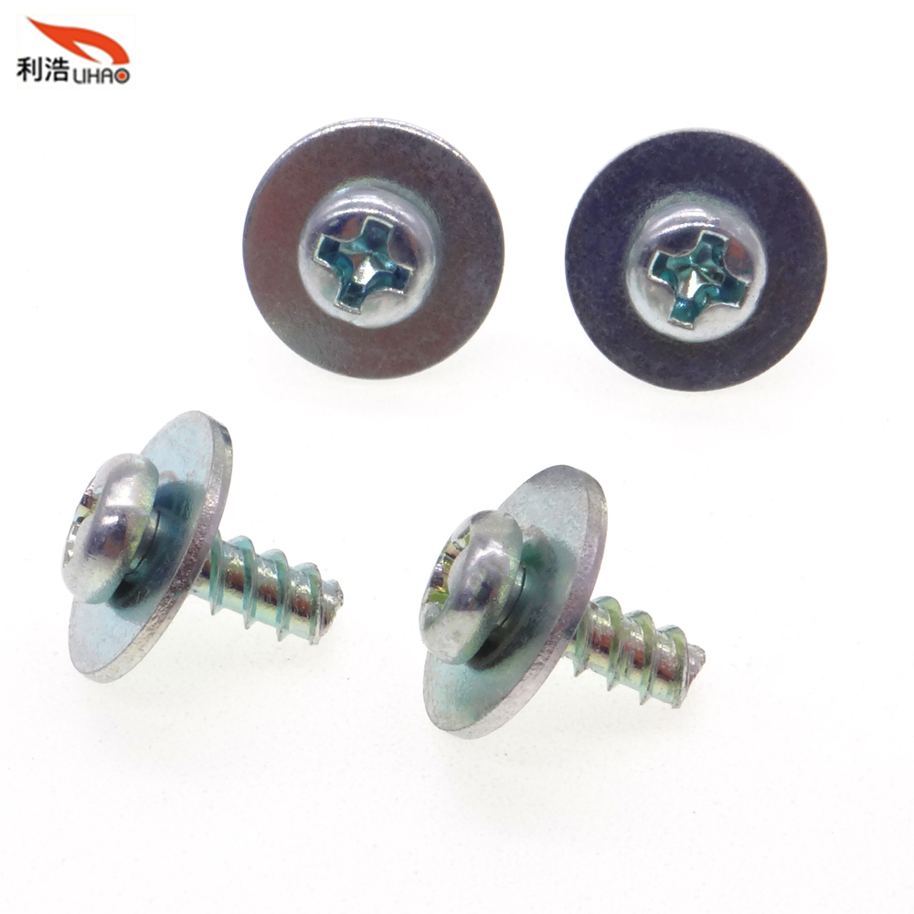 M3*6 Trivalent Clear Zinc-Plated Carbon Steel Phillips/Crosss Head Flat Washer Customizable Screw Sem/Combination Screw