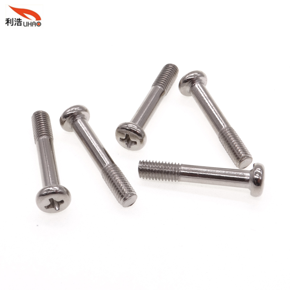 M5*28 White Nickel-Plated Carbon Steel Phillips/Crosss Pan / Round Head Half Thread/Tooth Anti Loosen Screw