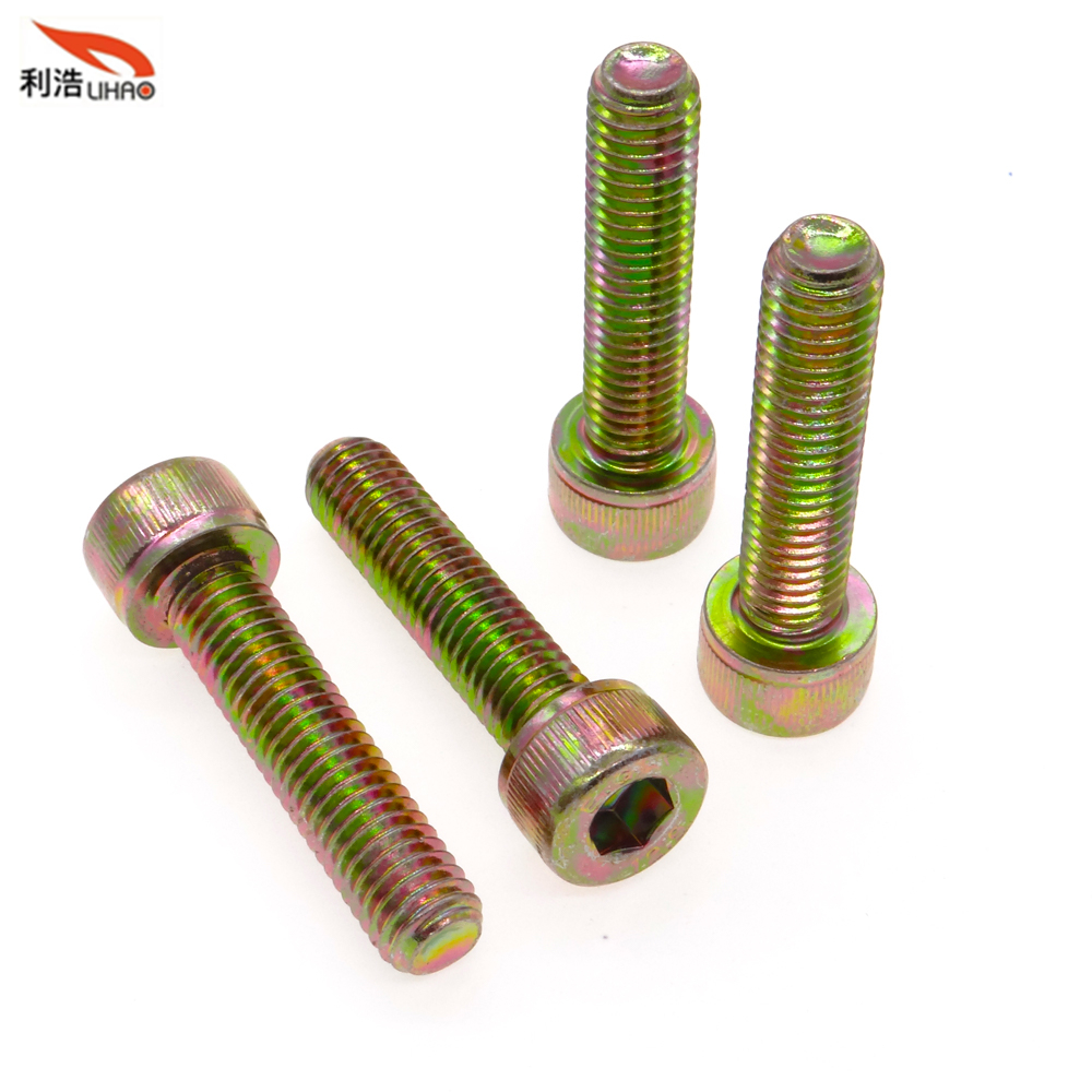 M8*35 Colored Zinc-Plated Carbon Steel Hexagon Socket Fillister/Cup Head with Straight Thread/Tooth Screw