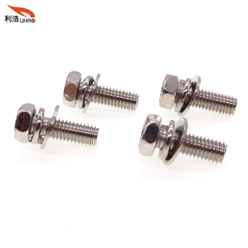 M6*18 Nickel-Plated Carbon Steel Phillips/Crosss Indented Hexagon /Flange Head Antiskid Sem/Combination Screw