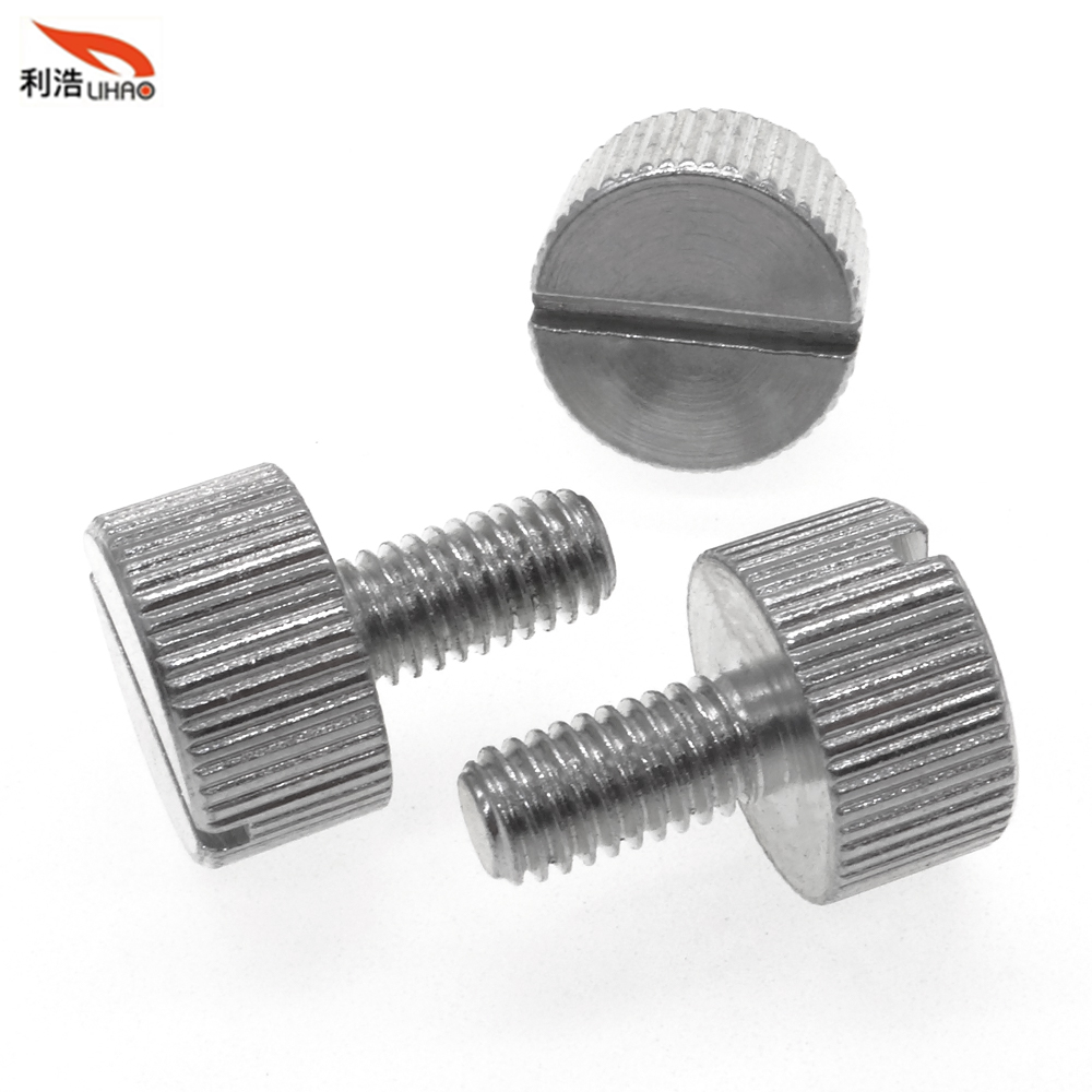 M6*20 White Zinc-Plated Carbon Steel Slotted Flat/Fillister Head with Straight Thread/Tooth Thumb Screw