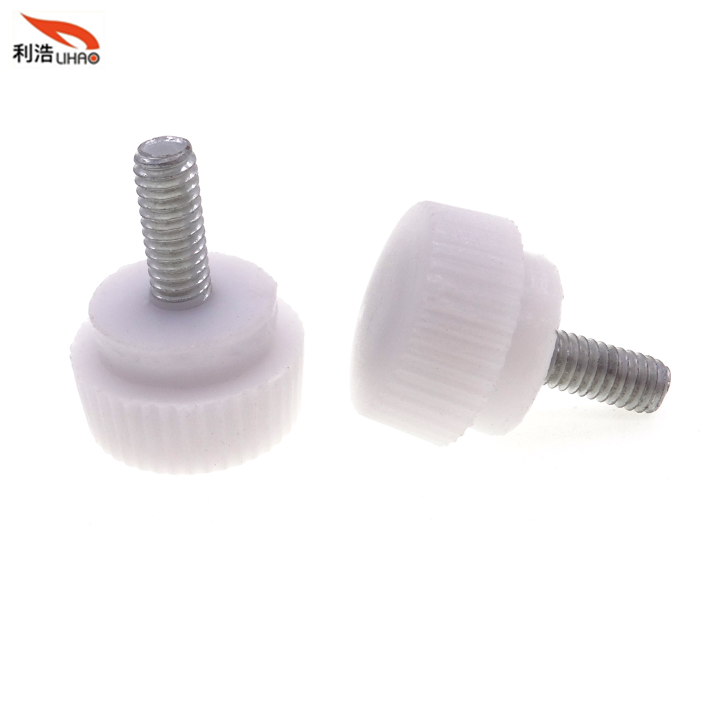 M4*20 Carbon Steel White Plastic Flat Head Thumb Screw