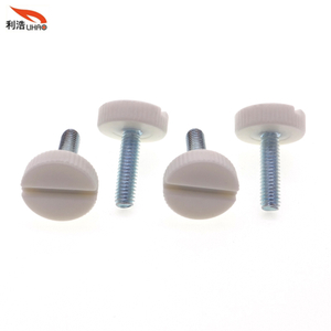 M4*19 Blue Zinc-Plated Carbon Steel Slotted White Plastic Flat Head Thumb Screw