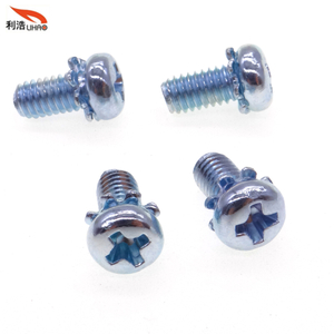 M4*8 Blue Zinc-Plated Carbon Steel Phillips/Crosss Pan/Round Head Toothed Washer Sem/Combination Screw