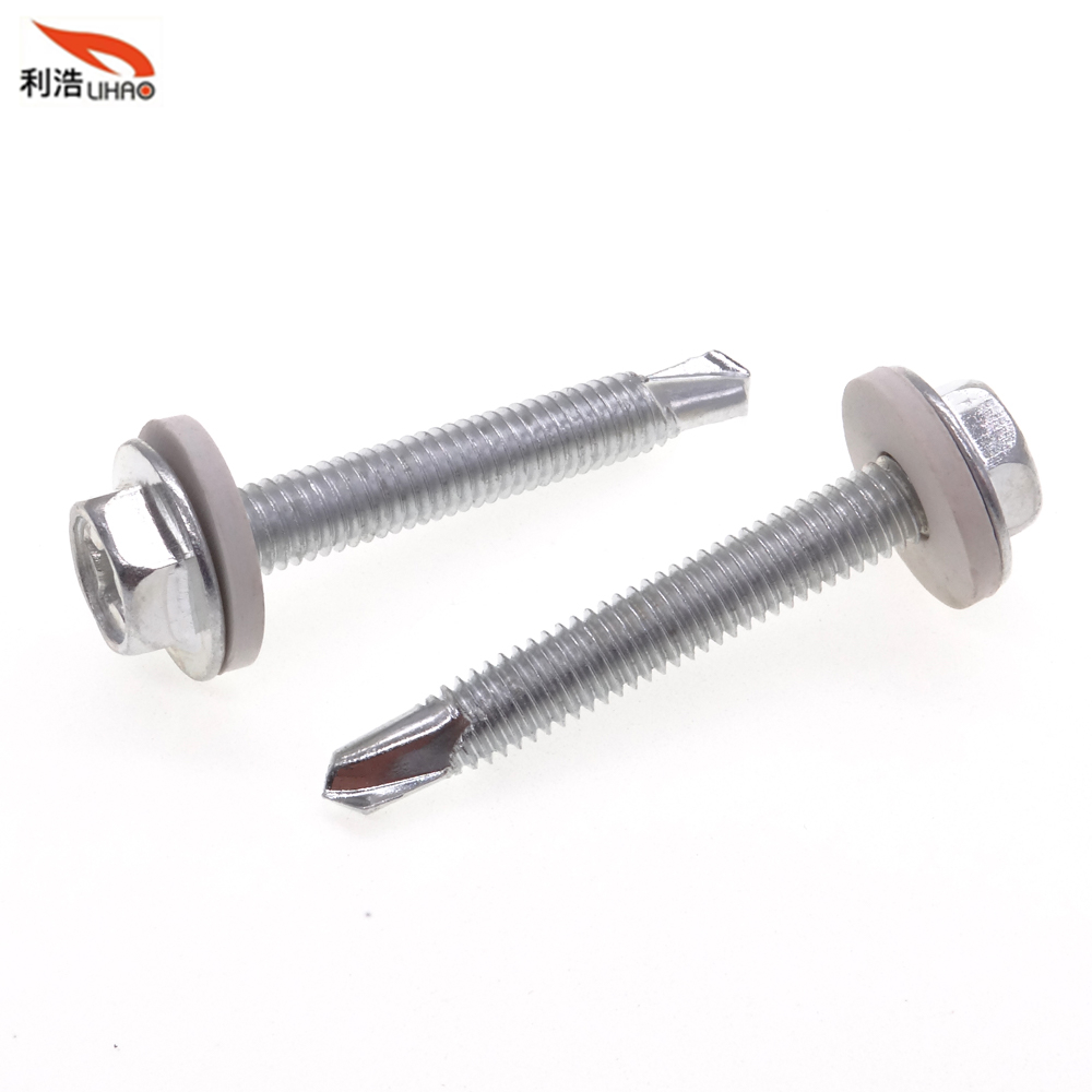 M6*43 White Zinc-Plated Carbon Steel Phillips/Crosss Indented Hexagon Washer/Flange Head Self Drilling Sem/Combination Screw