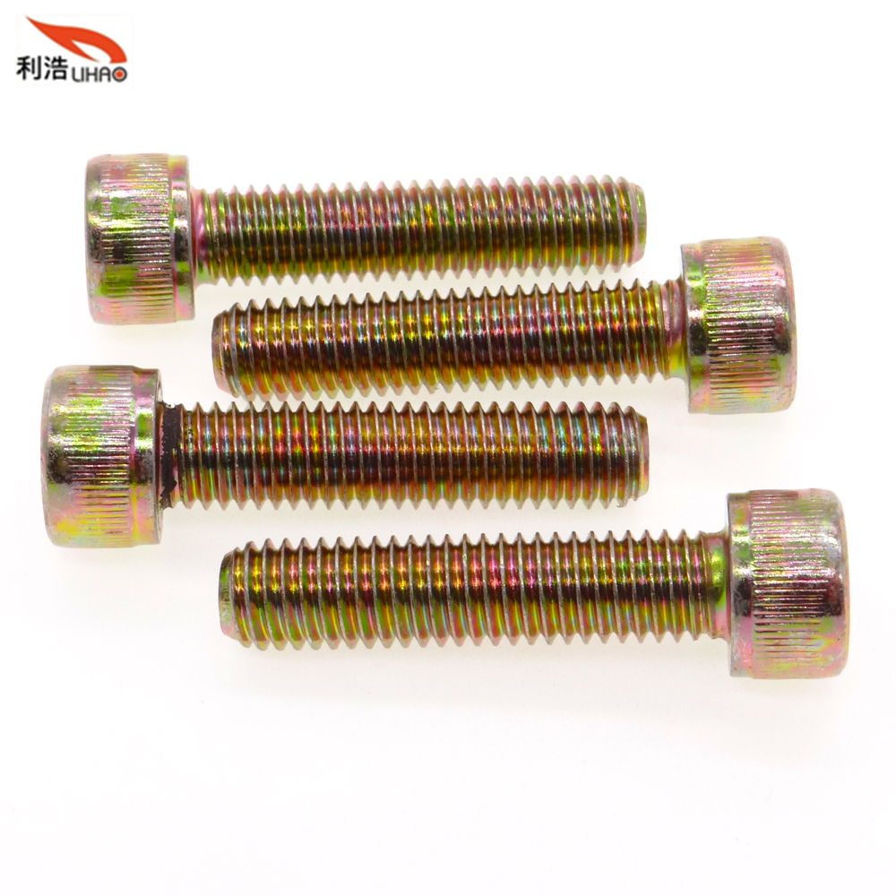 M8*35 Colored Zinc-Plated Carbon Steel Hexagon Socket Fillister/Cup Head with Straight Thread/Tooth Screw