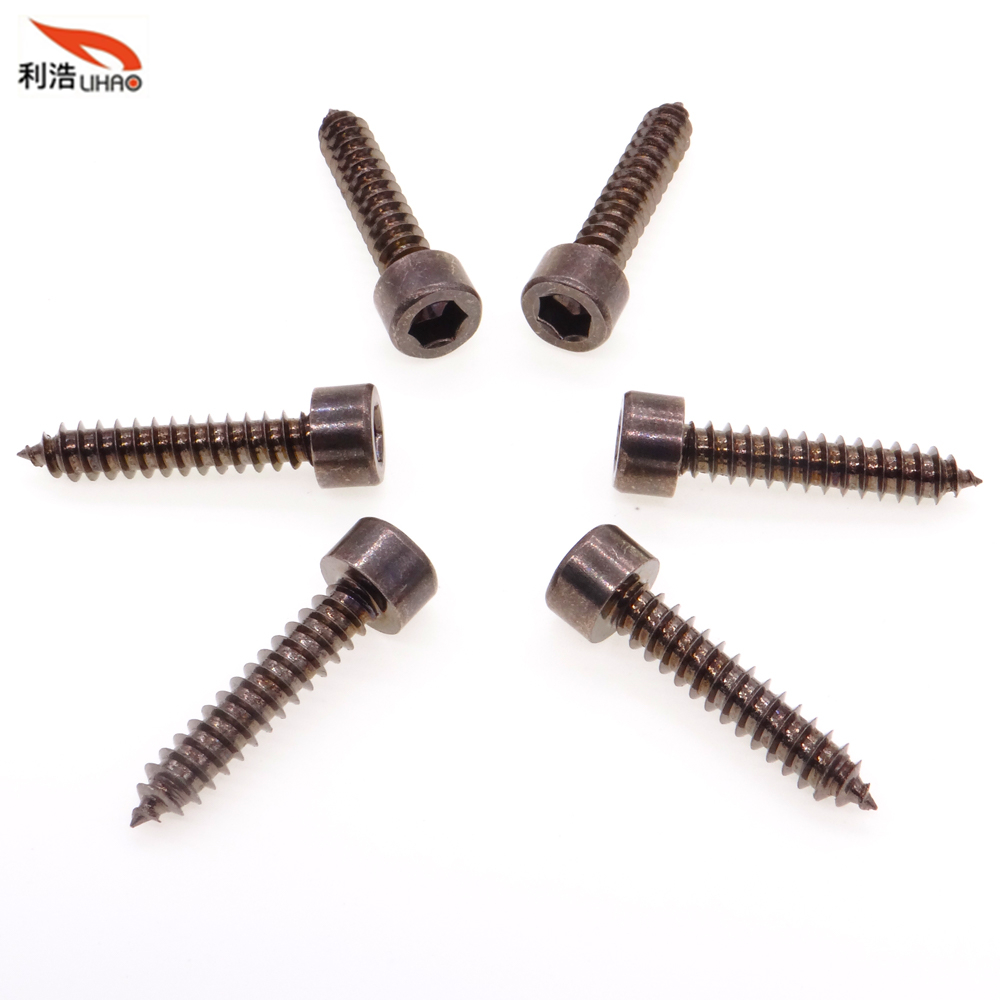 St6*30 Black Nickel-Plated Carbon Steel Hexagon Socket Fillister/Cup Head Self-Tapping Screw