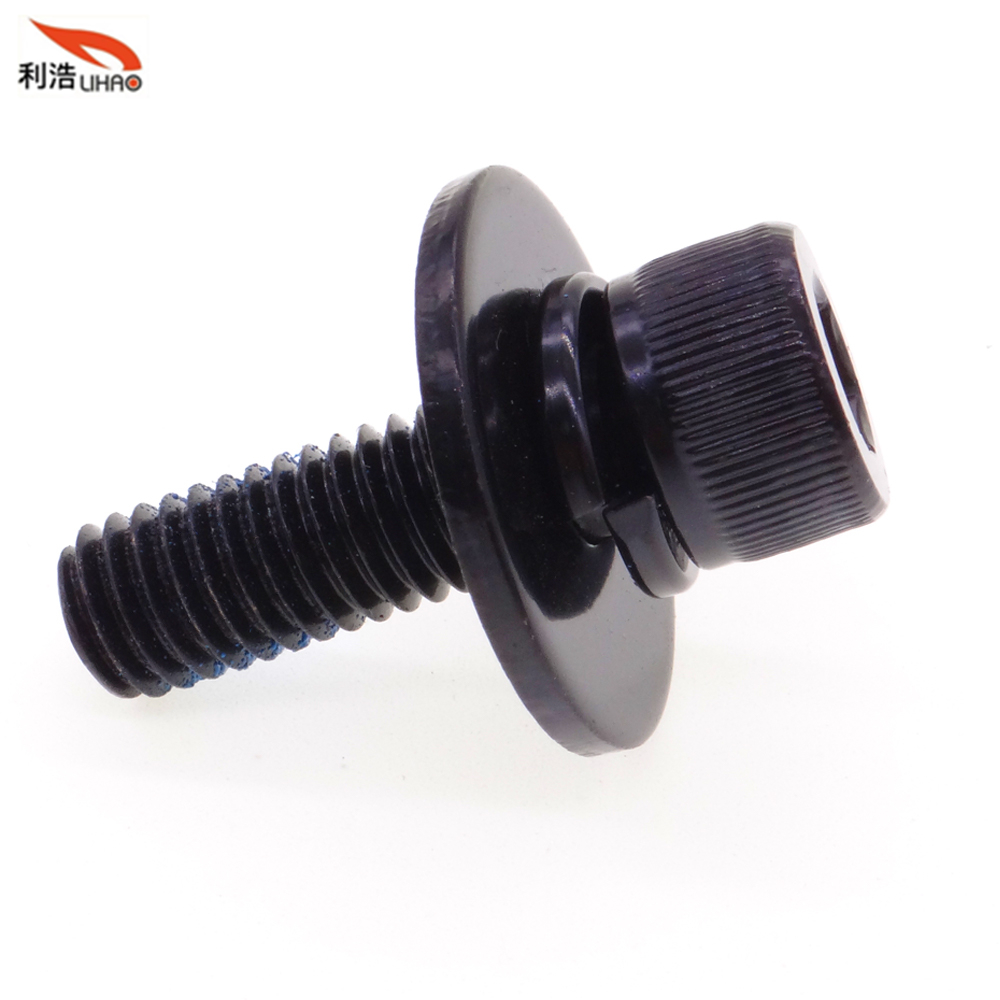 M8*25 Black Zinc-Plated Nylok Precote Carbon Steel Hexagon Socket Fillister/Cup Head with Straight Thread/Tooth Nylon Patch SEM/Combination Screw