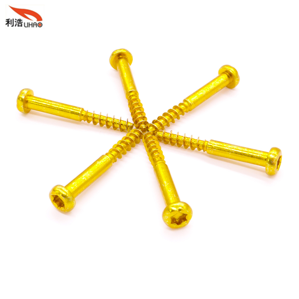 M4*29 Yellow Zinc-Plated Carbon Steel Torx Pan/Round Head Half Thread/Tooth Screw