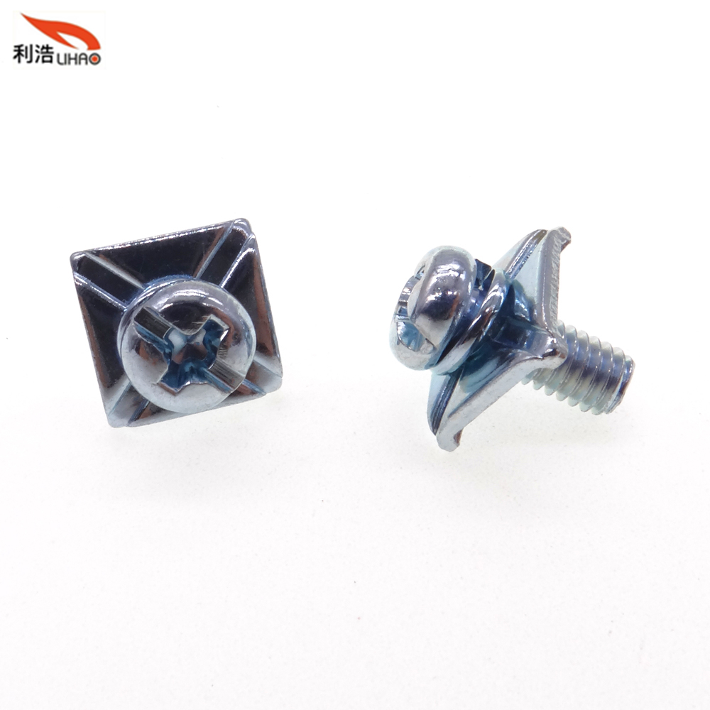 M4*10 Blue Zinc-Plated Carbon Steel Phillips/Crosss Pan/Round Head with Square Gasket Sem/Combination Screw Customizable Screw