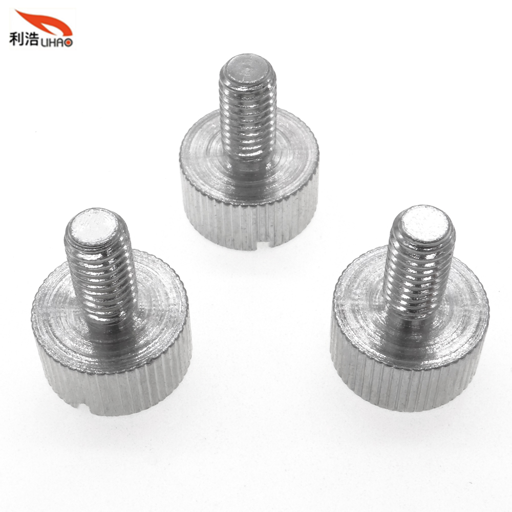 M6*20 White Zinc-Plated Carbon Steel Slotted Flat/Fillister Head with Straight Thread/Tooth Thumb Screw