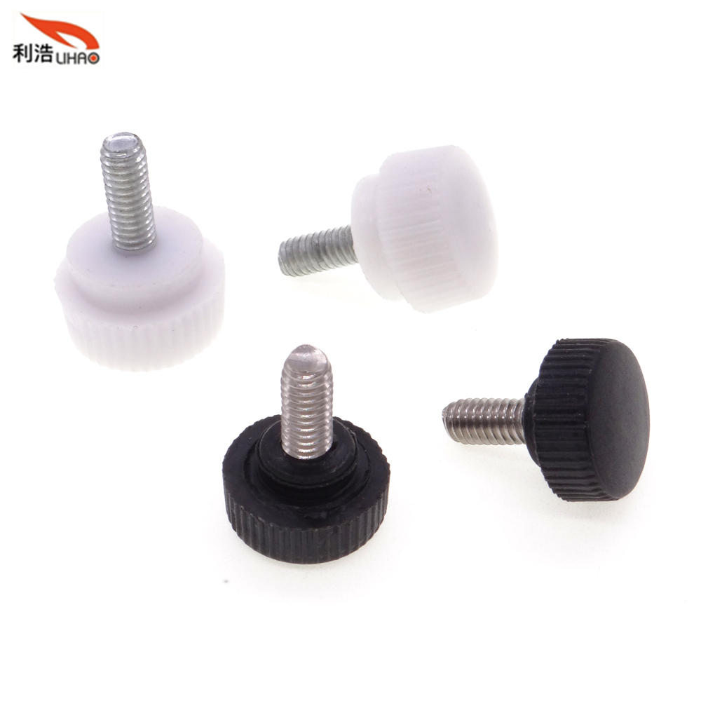 M4*20 Carbon Steel White Plastic Flat Head Thumb Screw