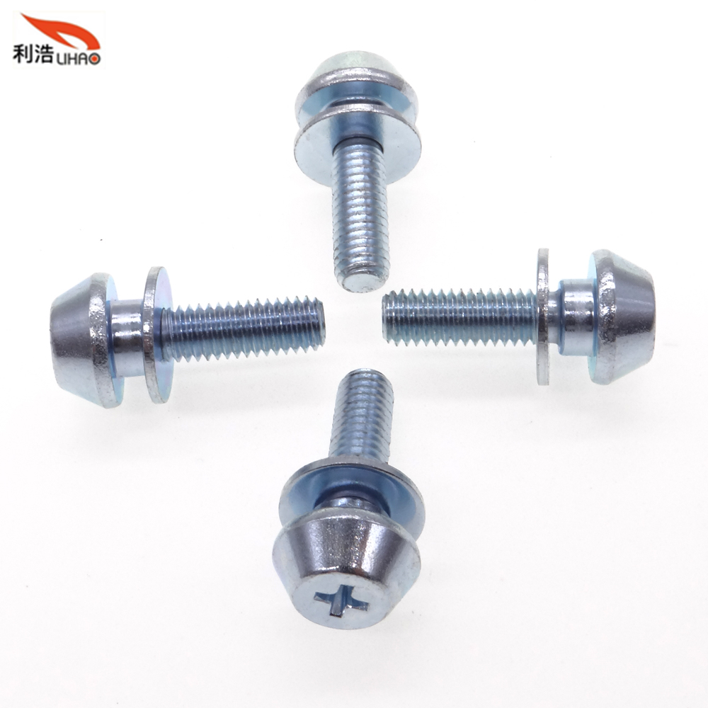 M6*21 Blue Zinc-Plated Carbon Steel Phillips/Crosss Truss Step Sem/Combination Screw Customizable Screw