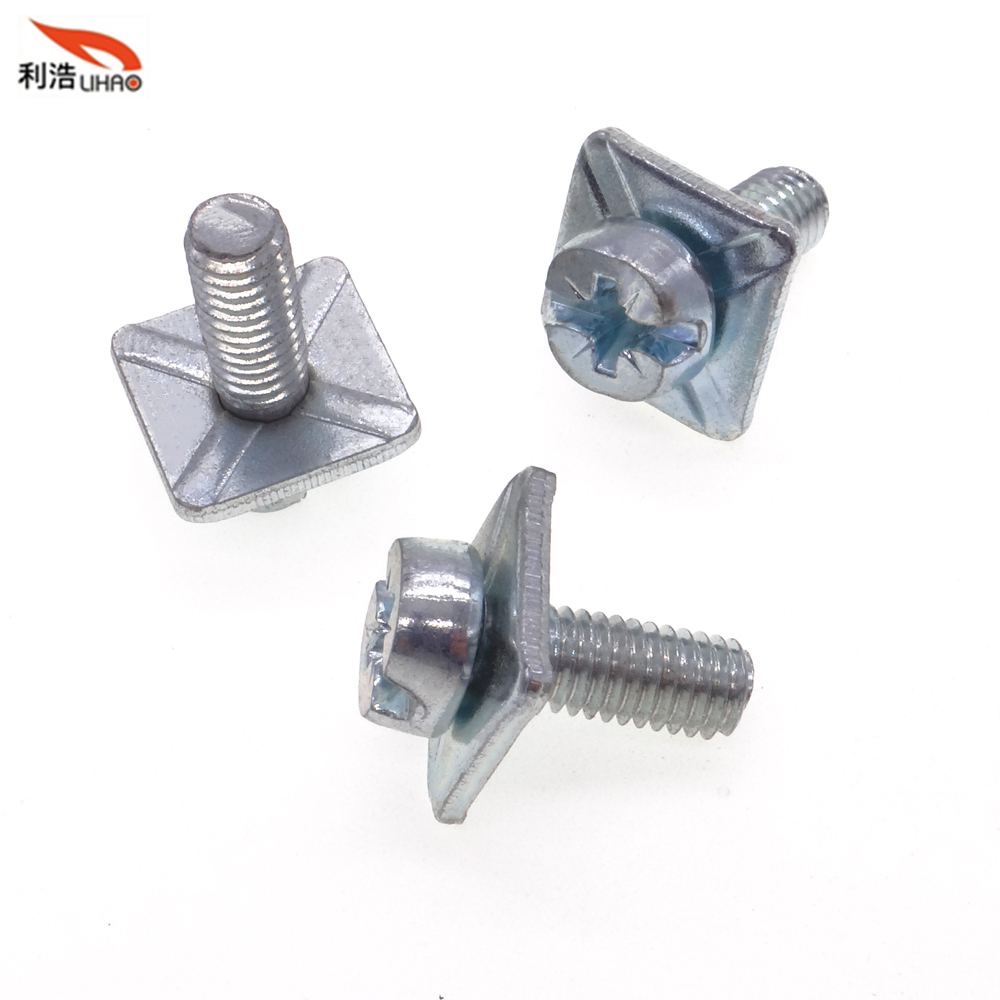 M5*12 Blue Zinc-Plated Carbon Steel Posi Pan Head with Square Gasket Sem/Combination Screw Customizable Screw