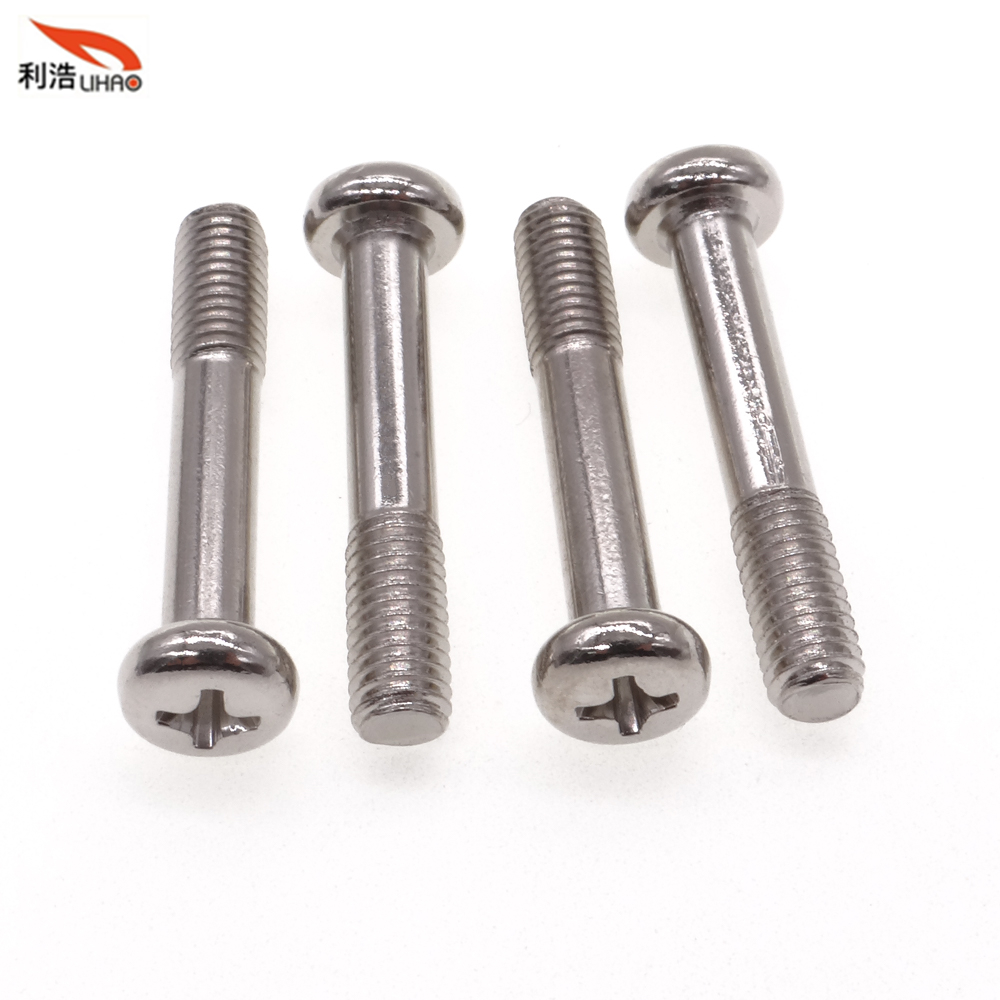 M5*28 White Nickel-Plated Carbon Steel Phillips/Crosss Pan / Round Head Half Thread/Tooth Anti Loosen Screw