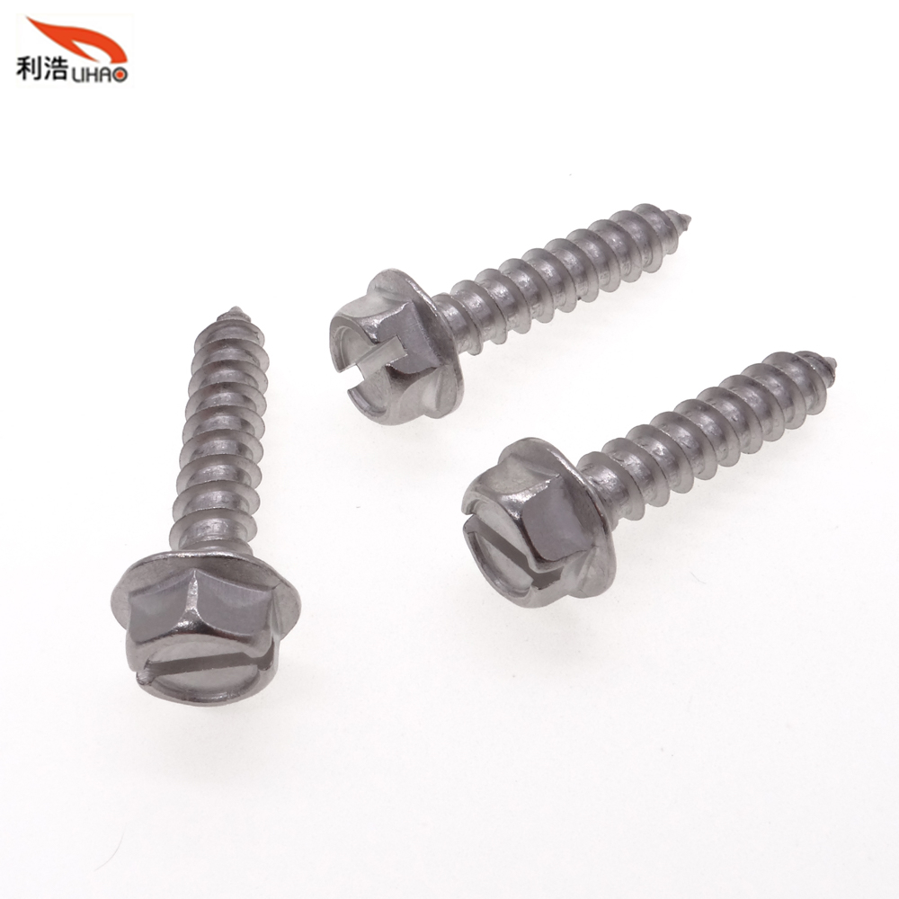 St10/16*31 Stainless Steel Slotted Indented Hexagon Washer/Flange Head Antiskid Self-Tapping/Wood Screw