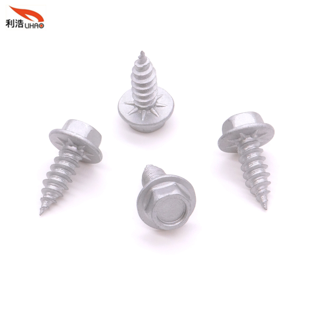 ST4.2*13 Dacromet Carbon Steel Round Indented Hexagon Washer/Flange Head Antiskid Self-Tapping Screw