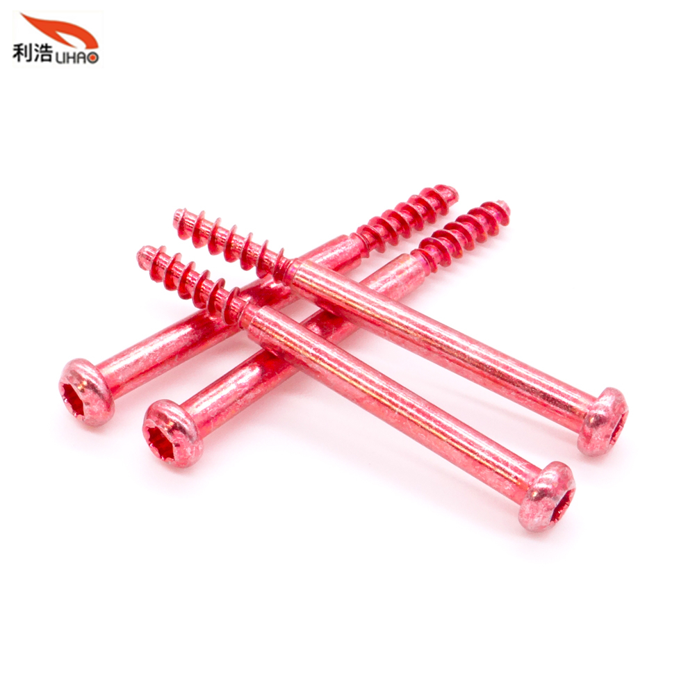 M4*46 Red Zinc-Plated Carbon Steel Torx Pan/Round Head Half Thread/Tooth Screw