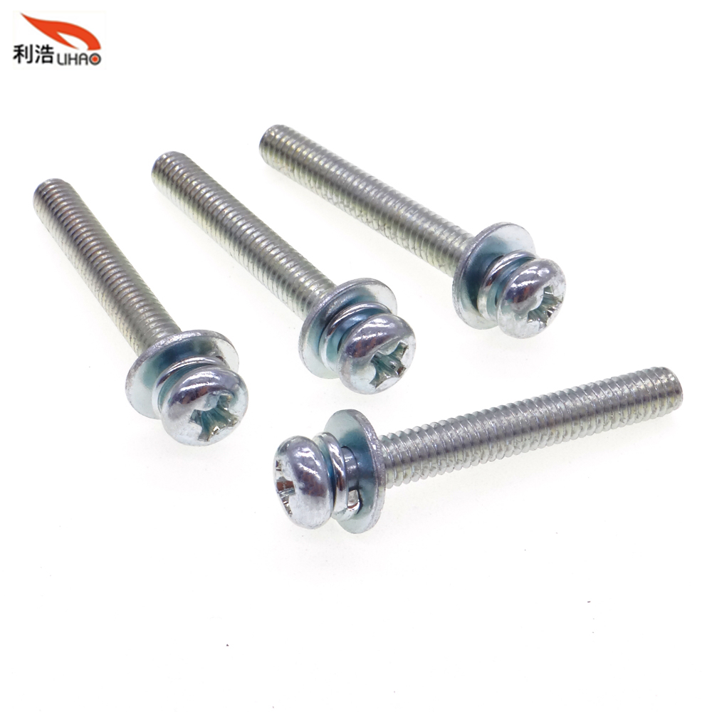 M4*30 White-Plated Carbon Steel Phillips/Crosss Pan/Round Head Sem/Combination Screw