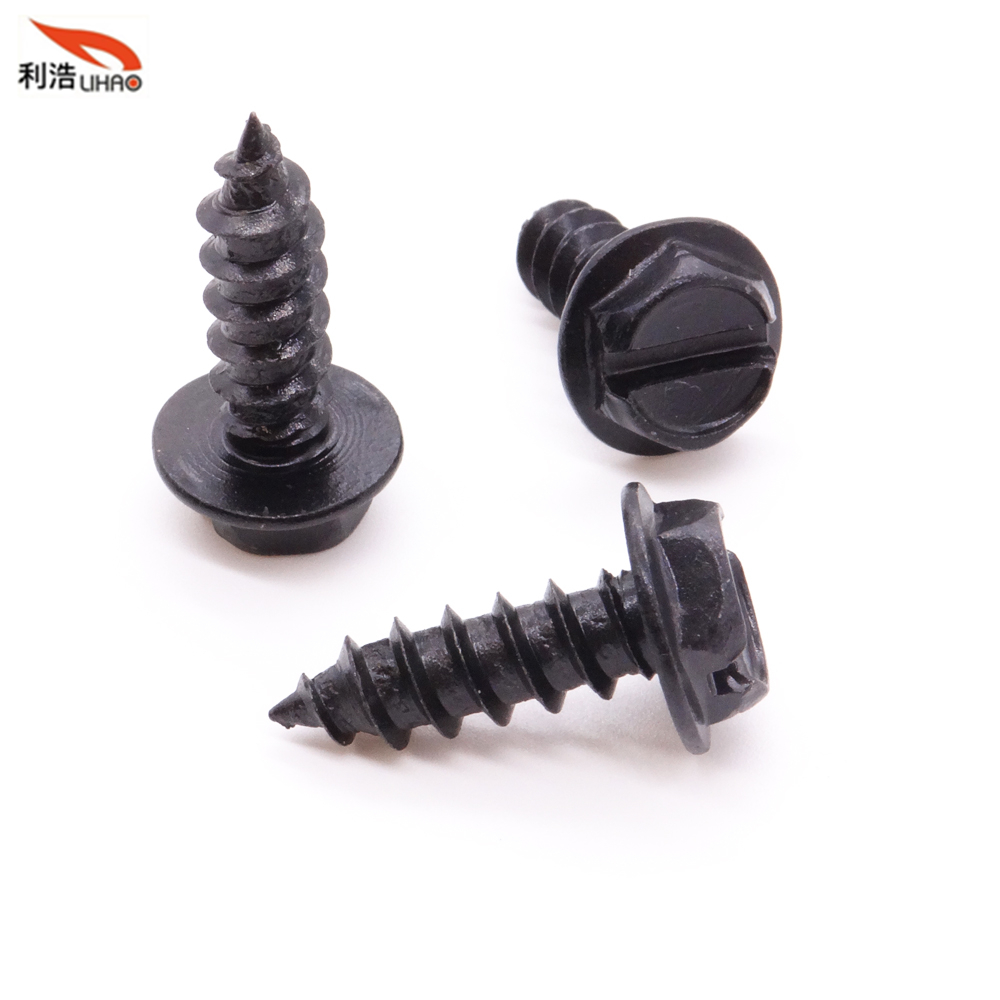 ST5*16 Electrophoresis Black Slotted Indented Hexagon Washer/Flange Head Tapping Screw (Customizable screw)