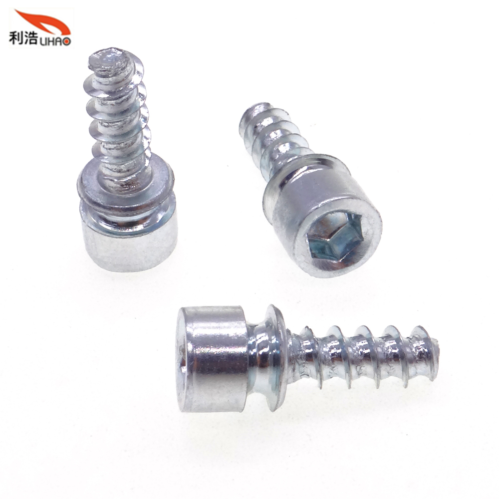 ST 3*15 White Zinc-Plated Carbon Steel Hexagon Socket Fillister/Cup Head Self-Tapping Customizable Screw