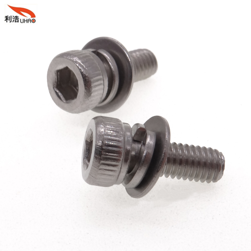 M3*8 Stainless Steel Hexagon Socket Fillister/Cup Head with Straight Thread/Tooth Spring Washer and Flat Washer Sem/Combination Screw