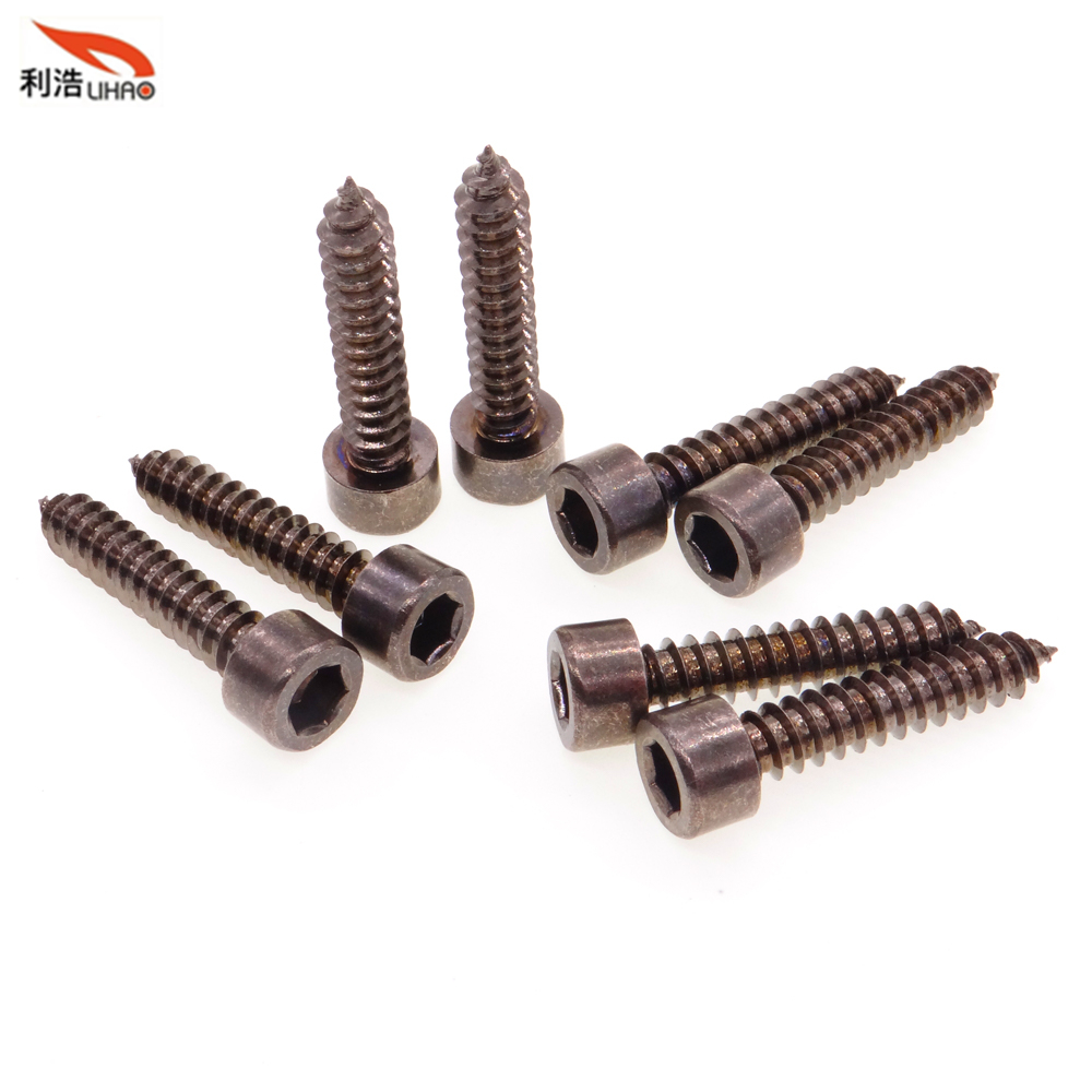 St6*30 Black Nickel-Plated Carbon Steel Hexagon Socket Fillister/Cup Head Self-Tapping Screw