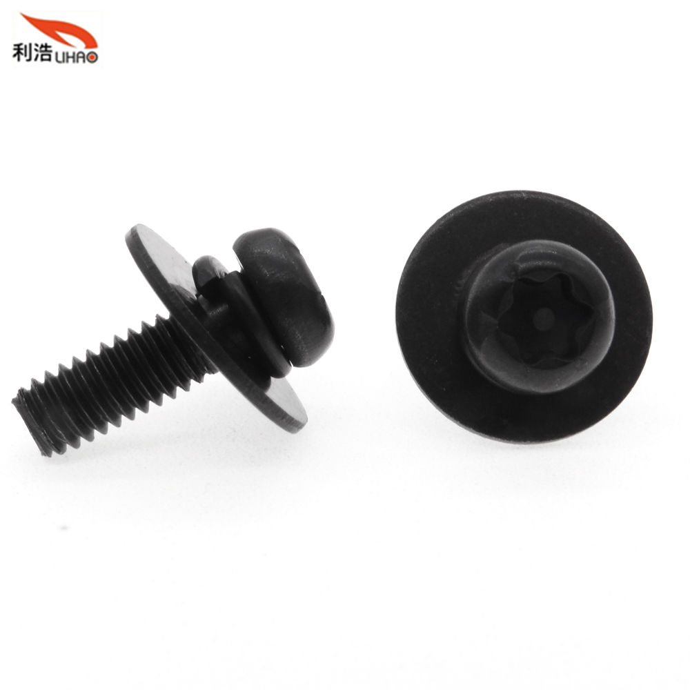 M4*12 Blackening/Blackened Finished Stainless Steel Torx with Column Round/ Pan Head Anti-Theft SEM/Combination Screw